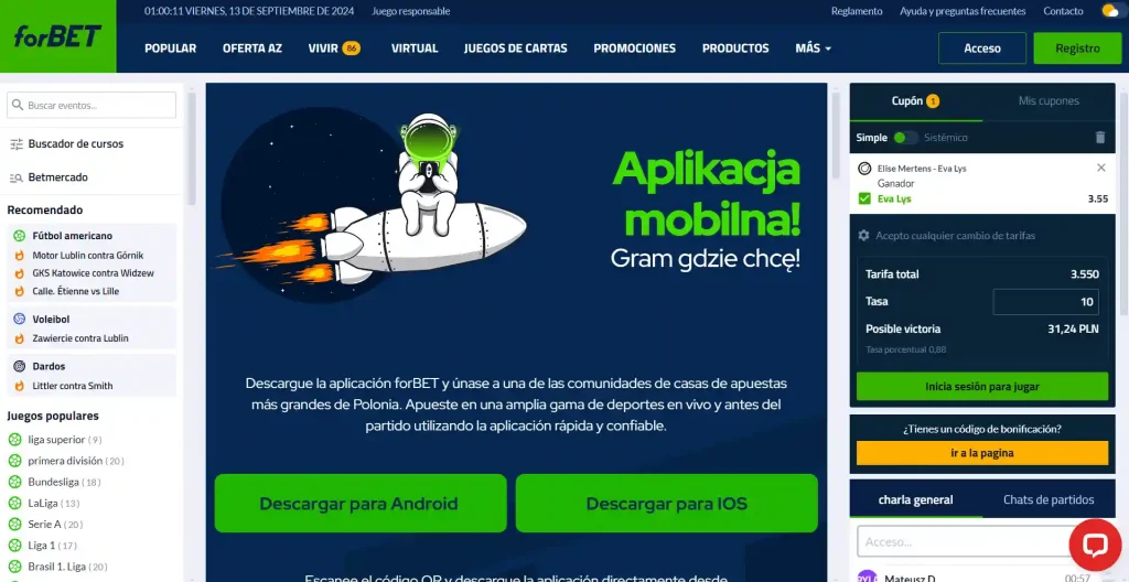 Descargar aplicación Forbet